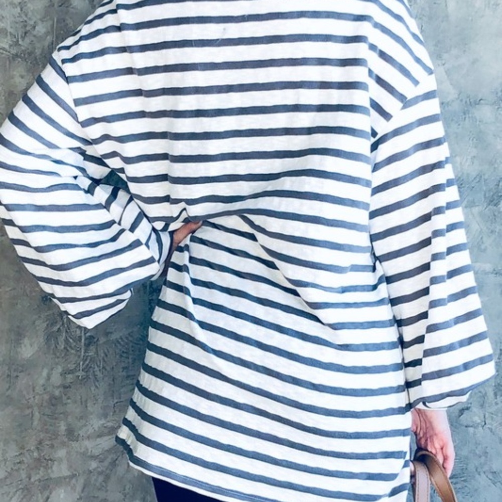stripped balloon sleeves shirt - Picture 4 of 5